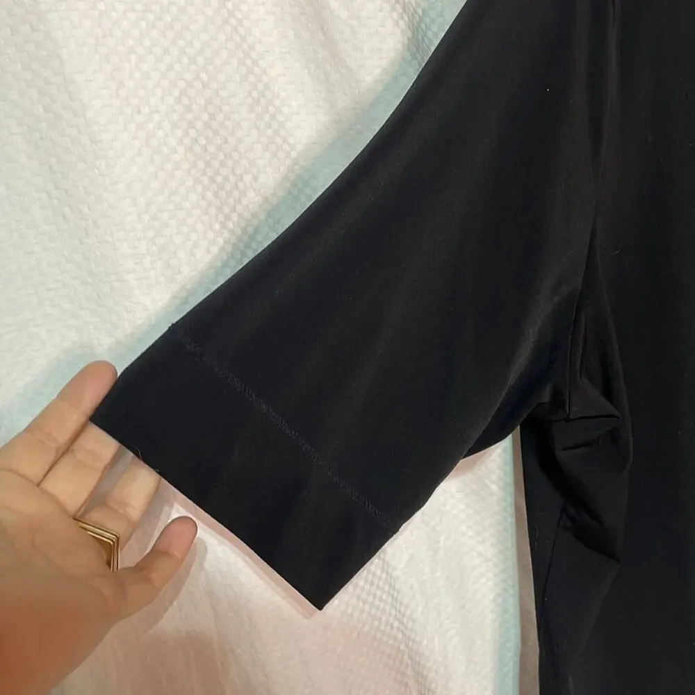 Context 3x black polyester spandex blend short sleeve scoop neck top guc
